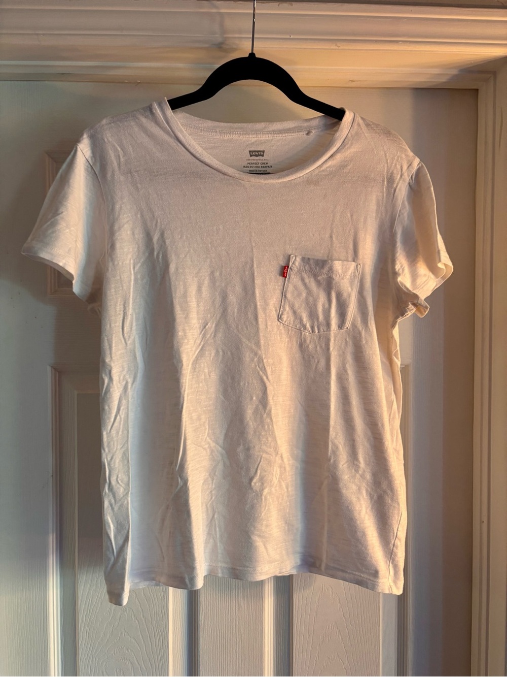 Levi's White Short Sleeve Pocket Tee with Red Tab Accent